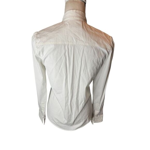 Oscar de la Renta White Cotton Long Sleeve Button Ruffled Shirt Small Size S - Picture 3 of 5